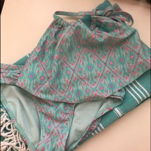 xhilaration blue and neon pink bikini set